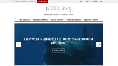 homepage of JSTOR daily